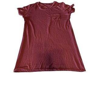Real Essentials Womens Short Sleeve Pocket T-Shirt Burgundy Wine Size L REQW2022